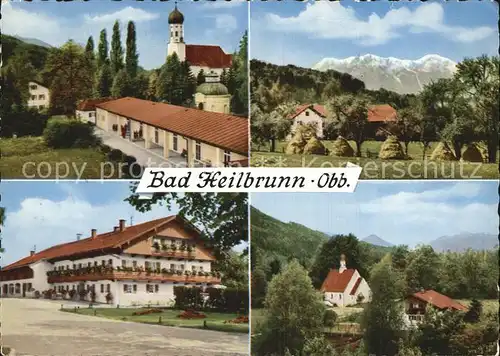 Bad Heilbrunn Wandelhalle Alpenblick vom Haus Enzian Adlwart Kirche Kat. Bad Heilbrunn