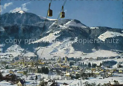 Kitzbuehel Tirol mit Hahnenkamm und Seilbahn Kat. Kitzbuehel