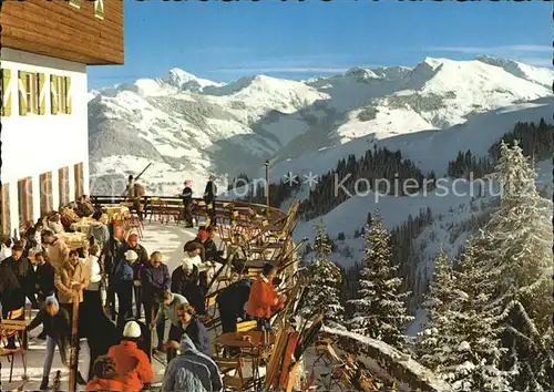 Kitzbuehel Tirol Hahnenkammbahn Berghotel Terrasse Kat. Kitzbuehel