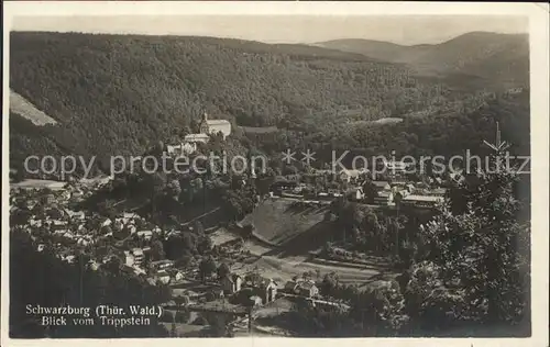 Schwarzburg Thueringer Wald Blick vom Trippstein Kat. Schwarzburg