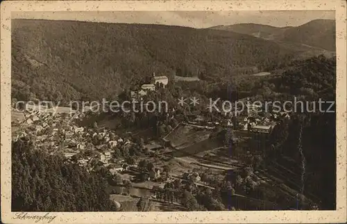 Schwarzburg Thueringer Wald Blick vom Trippstein Kat. Schwarzburg