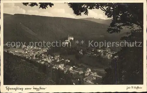 Schwarzburg Thueringer Wald Blick vom Trippstein Kat. Schwarzburg