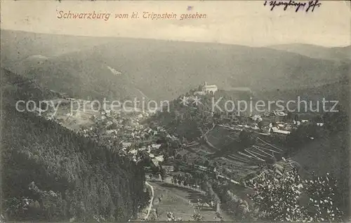 Schwarzburg Thueringer Wald Blick vom Trippstein Kat. Schwarzburg