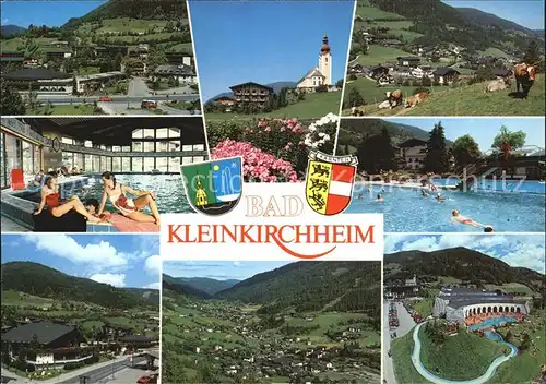 Bad Kleinkirchheim Kaernten Teilansichten Kirche Hallen und Freibad Panorama Kat. Bad Kleinkirchheim