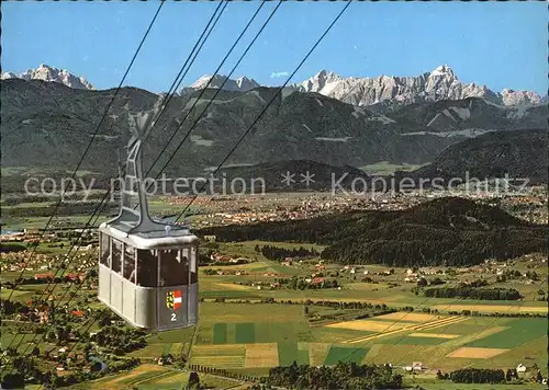Villach Kaernten Panorama mit Mangart und Kanzelbahn Kat. Villach