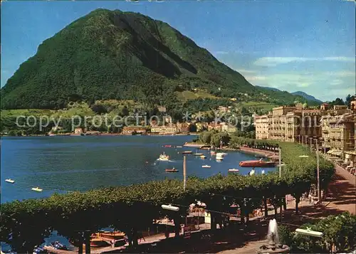 Lugano Lago di Lugano Quai e Monte San Salvatore