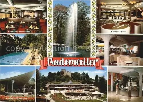 Badenweiler Kurhaus Restaurant Cafe Kurpark Fontaene Konzertpavillon Burgruine Trinkhalle Kat. Badenweiler