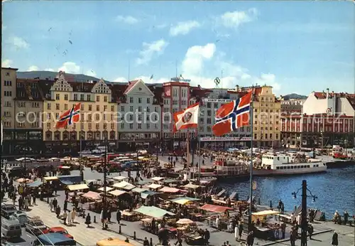 Bergen Norwegen View of the Fish Market Kat. Norwegen