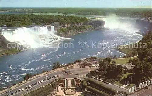 Niagara Falls Ontario American and Horseshoe Falls Oaks Garden Theatre aerial view Kat. Niagara Falls Canada