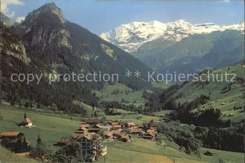Kiental Panorama mit Goldernhorn und Bluemlisalp Berner Alpen Kat. Kiental