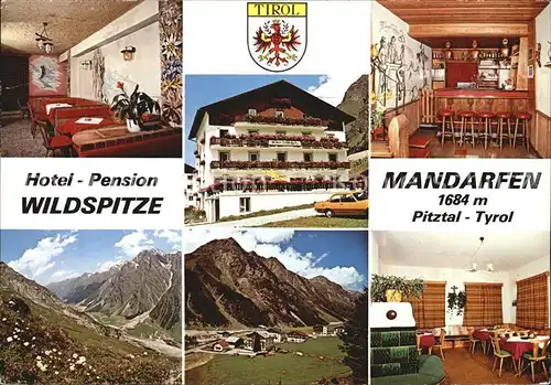 Mandarfen Pitztal Hotel Pension Wildspitze Gastraum Bar Panorama Kat. St. Leonhard im Pitztal