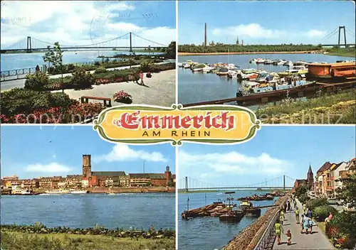 Emmerich Rhein Uferpromenade Frachtkahn Seglerhafen Kat. Emmerich am Rhein