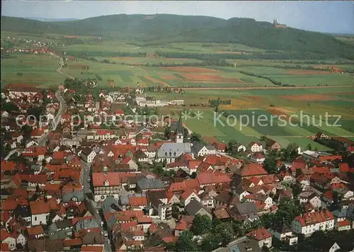 Staffelstein mit Schloss Banz im Hintergrund Fliegeraufnahme Kat. Bad Staffelstein