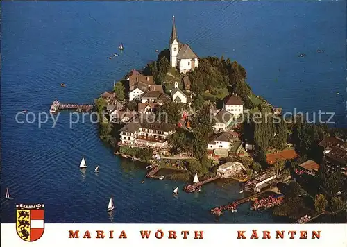 Maria Woerth Woerthersee Wallfahrtskirche Fliegeraufnahme Kat. Maria Woerth
