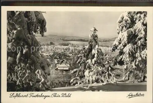 Finsterbergen Blick vom Hainfelsen mit dem Spiessberg Winter Kat. Finsterbergen Thueringer Wald