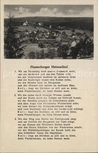 Finsterbergen Heimatlied Kat. Finsterbergen Thueringer Wald