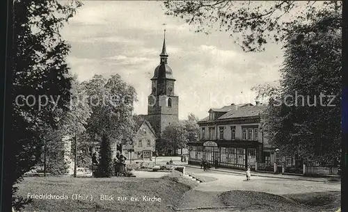 Friedrichroda Blick zur evangelischen Kirche Kat. Friedrichroda