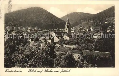 Friedrichroda Blick auf Kirche und Gottlob Kat. Friedrichroda