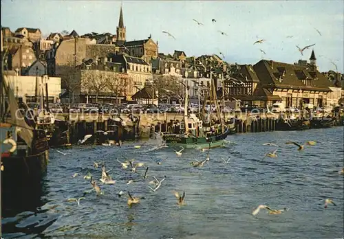 Trouville sur Mer Port de peche Fischereihafen Fischkutter Moewen Kat. Trouville sur Mer