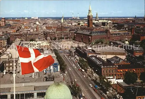 Kobenhavn Vesterbrogade og Radhuspladsen Flagge Kat. Kopenhagen