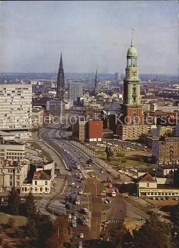 Hamburg Stadtbild mit Ost West Strasse Michel Kirche Sankt Michaelis Kat. Hamburg