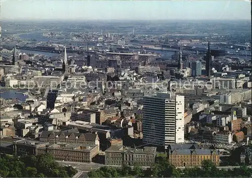 Hamburg Panorama Blick vom Fernsehturm auf Innenstadt und Hafen Kat. Hamburg