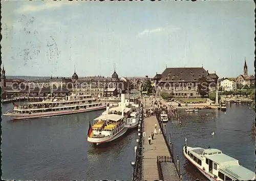 Konstanz Bodensee Hafen mit Konzil Faehren Kat. Konstanz