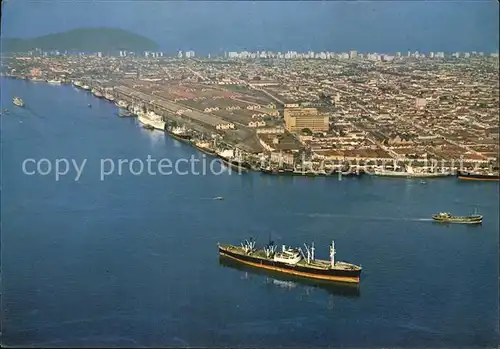 Santos Quays of the biggest coffee export center aerial view Kat. Santos