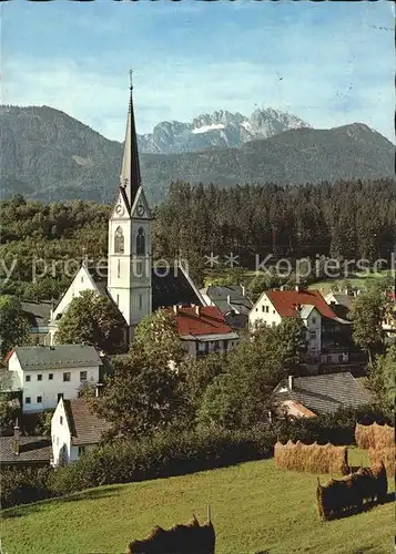 Hermagor Kaernten Ortsansicht mit Kirche Gailtal mit Gartnerkofel Sommerfrische Karnische Alpen Kat. Hermagor Pressegger See