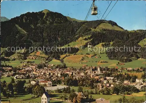 Kitzbuehel Tirol Panorama Horn Bergbahn gegen Hahnenkamm Kitzbueheler Alpen Kat. Kitzbuehel