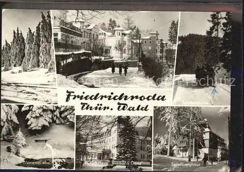 Friedrichroda Winterzauber Schlittenpartie Sanatoriumm Tannenhof Marienquelle Kat. Friedrichroda