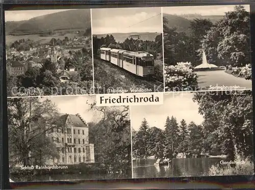 Friedrichroda Thueringer Waldbahn Springbrunnen Schloss Reinhardsbrunn Teich Kat. Friedrichroda