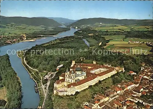 Melk Donau Benediktinerstift Fliegeraufnahme Kat. Melk Wachau