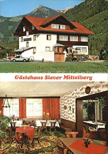Mittelberg Kleinwalsertal Gaestehaus Siever Gastraum Kat. Oesterreich