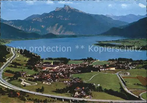 Mondsee Salzkammergut mit Schafberg Fliegeraufnahme Kat. Mondsee