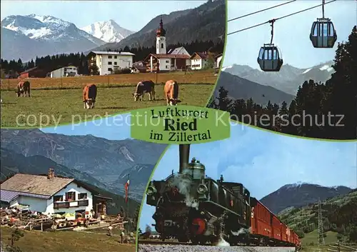 Ried Zillertal Telansicht Gasthof Seilbahn Eisenbahn Kat. Ried im Zillertal