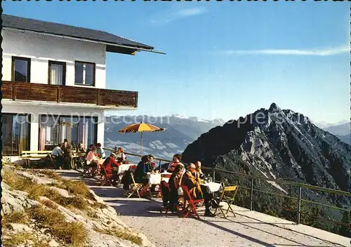 Tirol Region Berggasthof Rofan Terrasse mit Hohen Tauern und Ebnerspitze Kat. Innsbruck