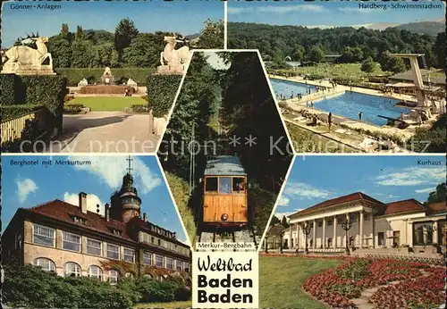 Baden Baden Berghotel Merkurturm Bergbahn  Kat. Baden Baden