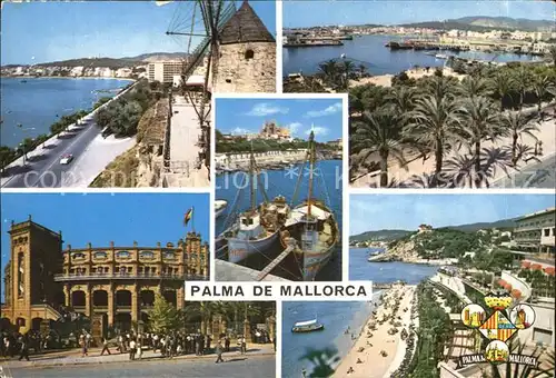 Palma de Mallorca Uferstrasse Windmuehle Hafen Arena Strand Kat. Palma de Mallorca
