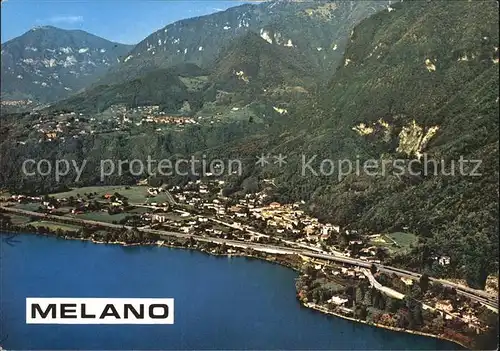 Melano Fliegeraufnahme mit Lago di Lugano Kat. Melano