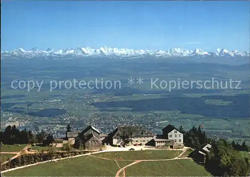 Solothurn Fliegeraufnahme Kurhaus Hotel Weissenstein mit Alpenkette Kat. Solothurn