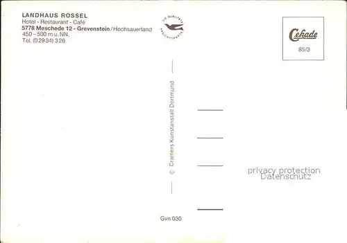 Grevenstein Landhaus Rossel Kat. Meschede