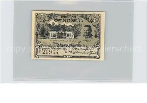 Sondershausen Thueringen Konzerthalle 50 Pfennig Kat. Sondershausen