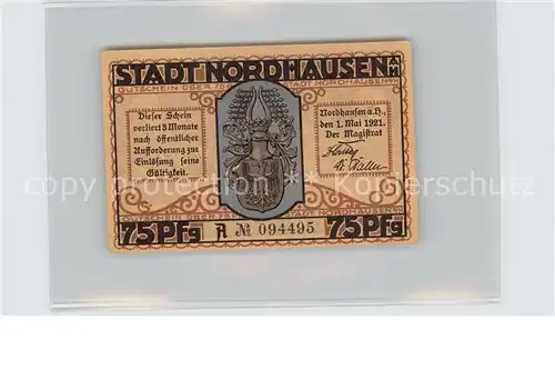 Nordhausen Thueringen Nordhaeuser Branntwein 75 Pfennig Kat. Nordhausen Harz