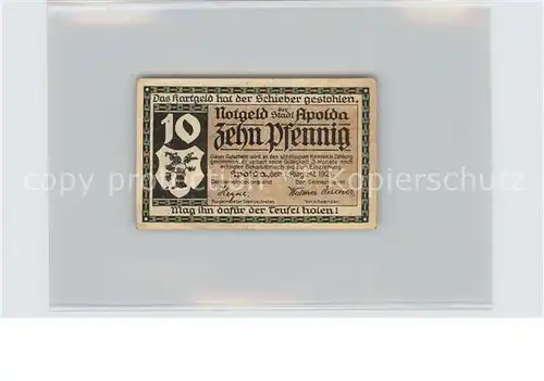 Apolda Wirkindustrie 10 Pfennig Kat. Apolda