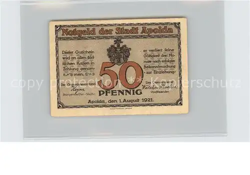 Apolda Schloss 50 Pfennig Kat. Apolda