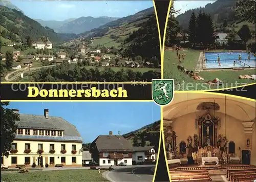 Donnersbach Panorama Schwimmbad Dorfpartie Kirche Inneres Kat. Donnersbach