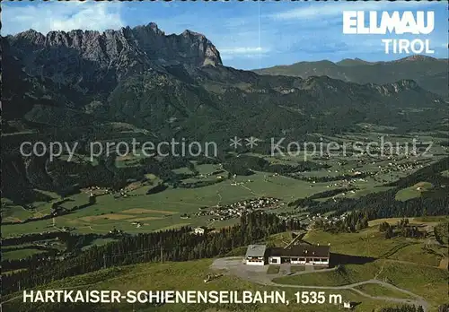 Ellmau Tirol Fliegeraufnahme mit Hartkaiser Schienenseilbahn Kat. Ellmau