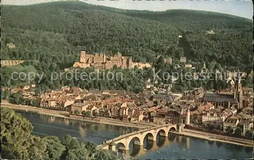 Heidelberg Neckar Blick vom Philosophenweg Kat. Heidelberg