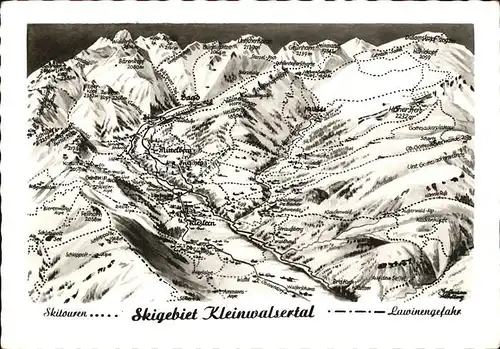 Kleinwalsertal Karte des Skigebietes Kat. Oesterreich